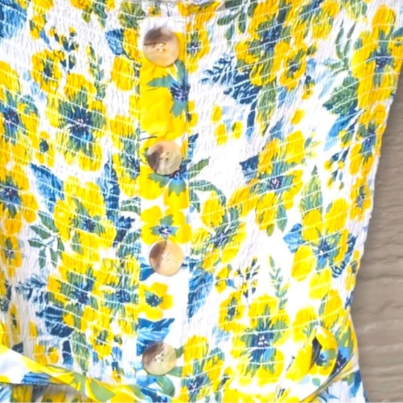 Blue Island Floral Yellow and Blue Jumpsuit - Picture 3 of 4